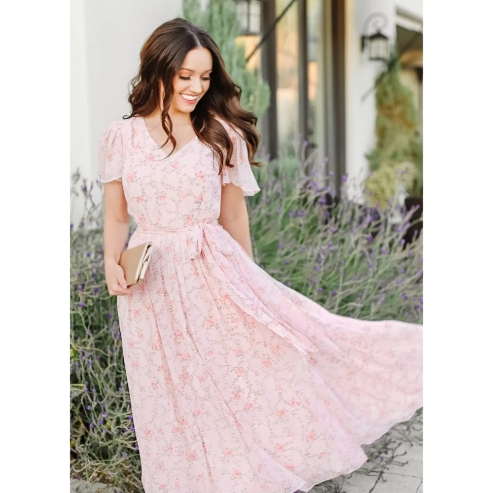 Rachel Parcell Pink Floral Midi Dress